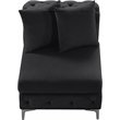 Pemberly Row Black Velvet Armless Chair with Gold & Chrome Legs
