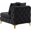 Pemberly Row Black Velvet Armless Chair with Gold & Chrome Legs