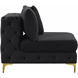 Pemberly Row Black Velvet Armless Chair with Gold & Chrome Legs