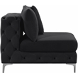 Pemberly Row Black Velvet Armless Chair with Gold & Chrome Legs