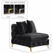 Pemberly Row Black Velvet Armless Chair with Gold & Chrome Legs