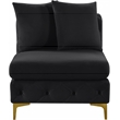 Pemberly Row Black Velvet Armless Chair with Gold & Chrome Legs