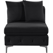 Pemberly Row Black Velvet Armless Chair with Gold & Chrome Legs