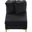Pemberly Row Black Velvet Armless Chair with Gold & Chrome Legs