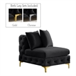 Pemberly Row Black Velvet Armless Chair with Gold & Chrome Legs