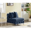 Pemberly Row Navy Velvet Armless Chair with Gold & Chrome Legs