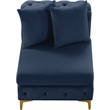 Pemberly Row Navy Velvet Armless Chair with Gold & Chrome Legs