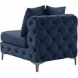 Pemberly Row Navy Velvet Armless Chair with Gold & Chrome Legs