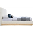Pemberly Row King Bed in Cream Chenille Fabric with Wood Base