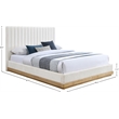 Pemberly Row King Bed in Cream Chenille Fabric with Wood Base