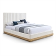Pemberly Row King Bed in Cream Chenille Fabric with Wood Base