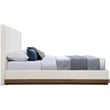 Pemberly Row Queen Bed in Cream Chenille Fabric with Walnut Finish