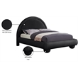 Pemberly Row Black Velvet Queen Bed with Sculptural Arched Headboard