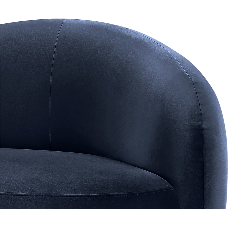 Pemberly Row Navy Velvet Upholstered Chair with Rubberwood Base