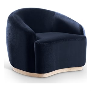 Pemberly Row Navy Velvet Upholstered Chair with Rubberwood Base