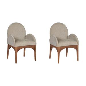 Pemberly Row Set of 2 Dining Arm Chairs with Solid Ash Wood & Walnut Finish