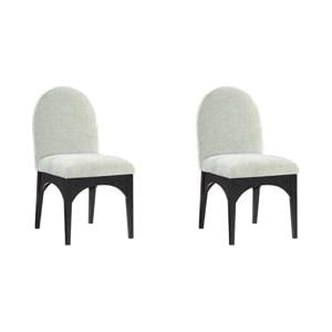 Pemberly Row Set of 2 Dining Chairs in Mint Chenille & Solid Ash Wood