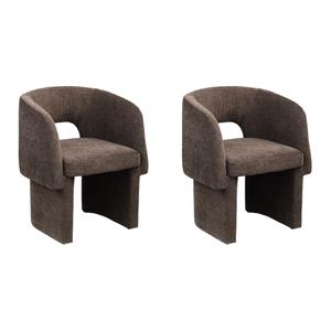 Pemberly Row Set of 2 Contemporary Brown Fabric Dining Chair with Steel Frame