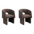 Pemberly Row Set of 2 Contemporary Brown Fabric Dining Chair with Steel Frame