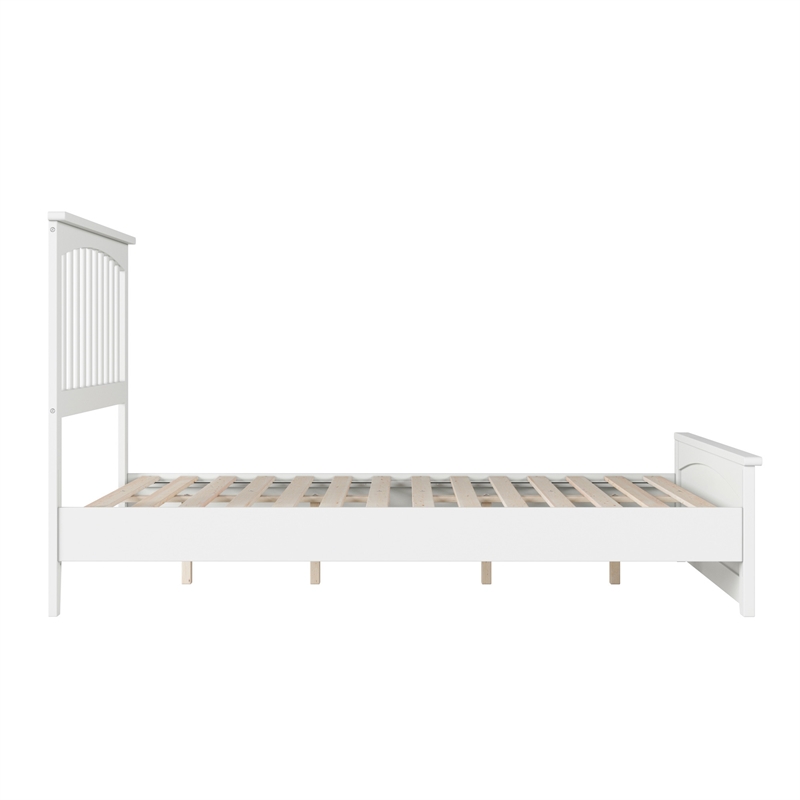Pemberly Row Full Mission Low Profile Platform Bed with Footboard in White