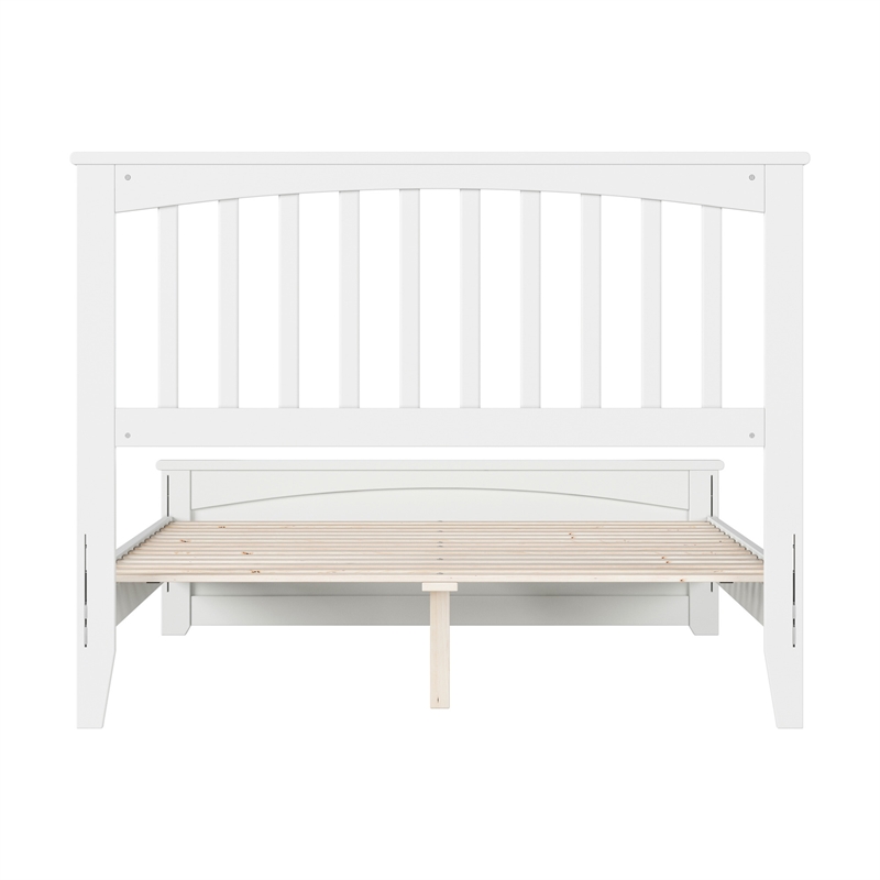 Pemberly Row Full Mission Low Profile Platform Bed with Footboard in White