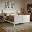 Pemberly Row Full Sleigh Low Profile Platform Bed with Footboard in White