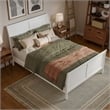 Pemberly Row Full Sleigh Low Profile Platform Bed with Footboard in White