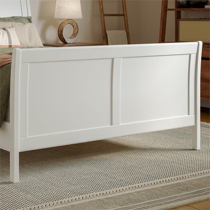 Pemberly Row Full Sleigh Low Profile Platform Bed with Footboard in White