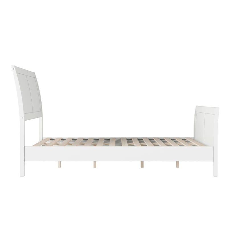 Pemberly Row Full Sleigh Low Profile Platform Bed with Footboard in White