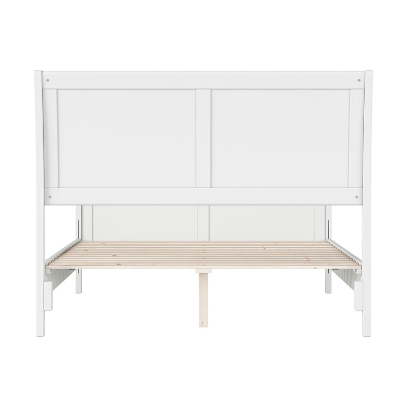Pemberly Row Full Sleigh Low Profile Platform Bed with Footboard in White