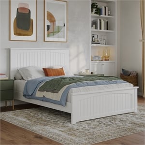 Pemberly Row Full Cottage Low Profile Platform Bed with Footboard in White