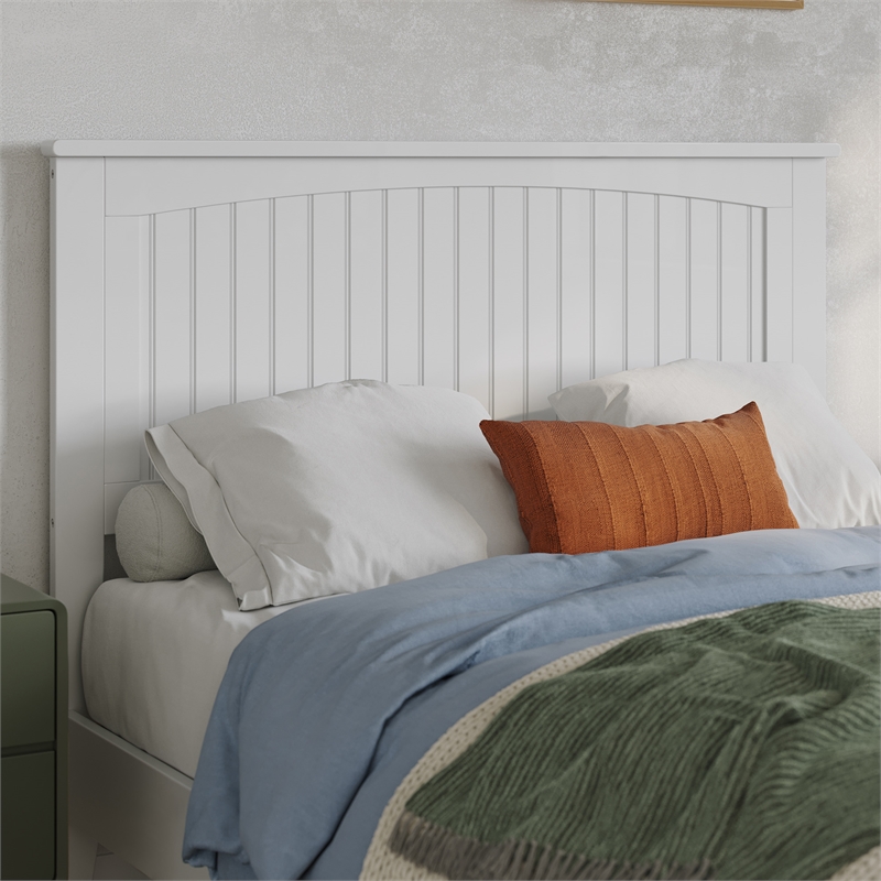 Pemberly Row Full Cottage Low Profile Platform Bed with Footboard in White