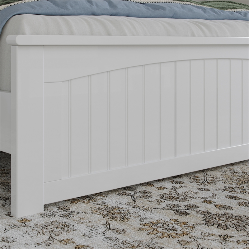 Pemberly Row Full Cottage Low Profile Platform Bed with Footboard in White