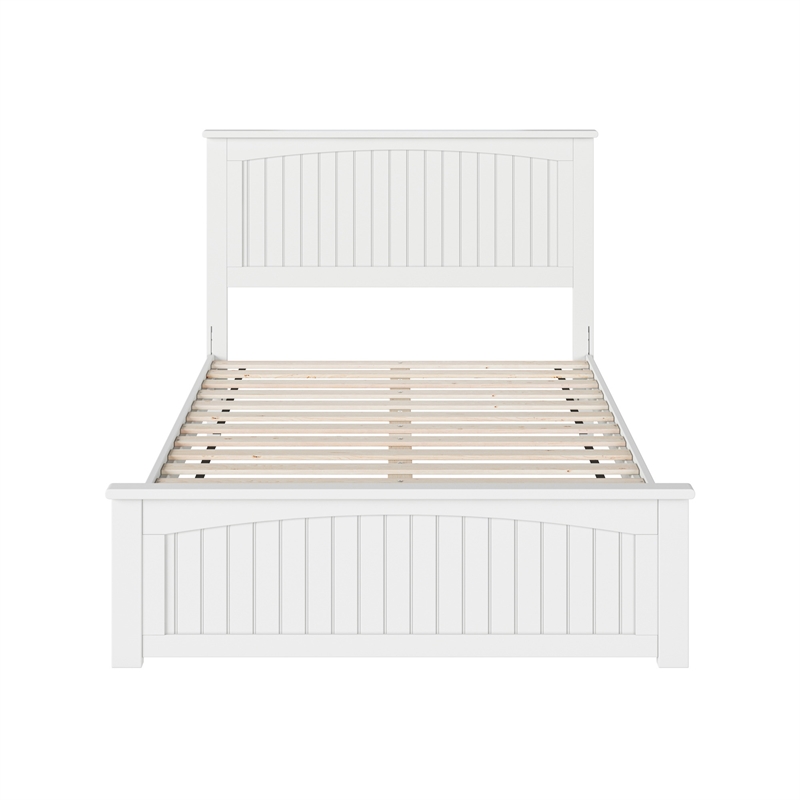 Pemberly Row Full Cottage Low Profile Platform Bed with Footboard in White