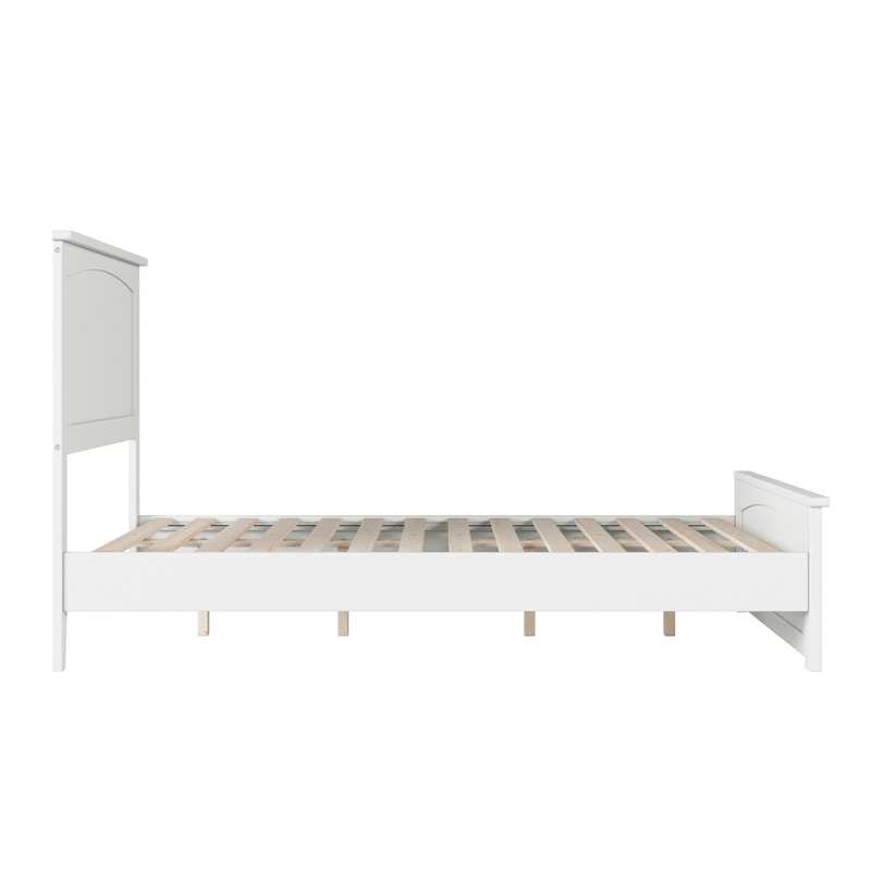 Pemberly Row Full Cottage Low Profile Platform Bed with Footboard in White