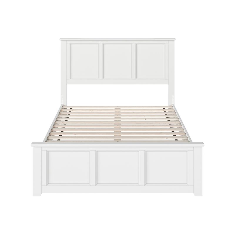 Pemberly Row Full Panel Low Profile Platform Bed with Footboard in White