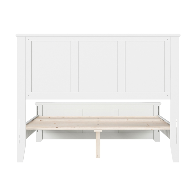 Pemberly Row Full Panel Low Profile Platform Bed with Footboard in White