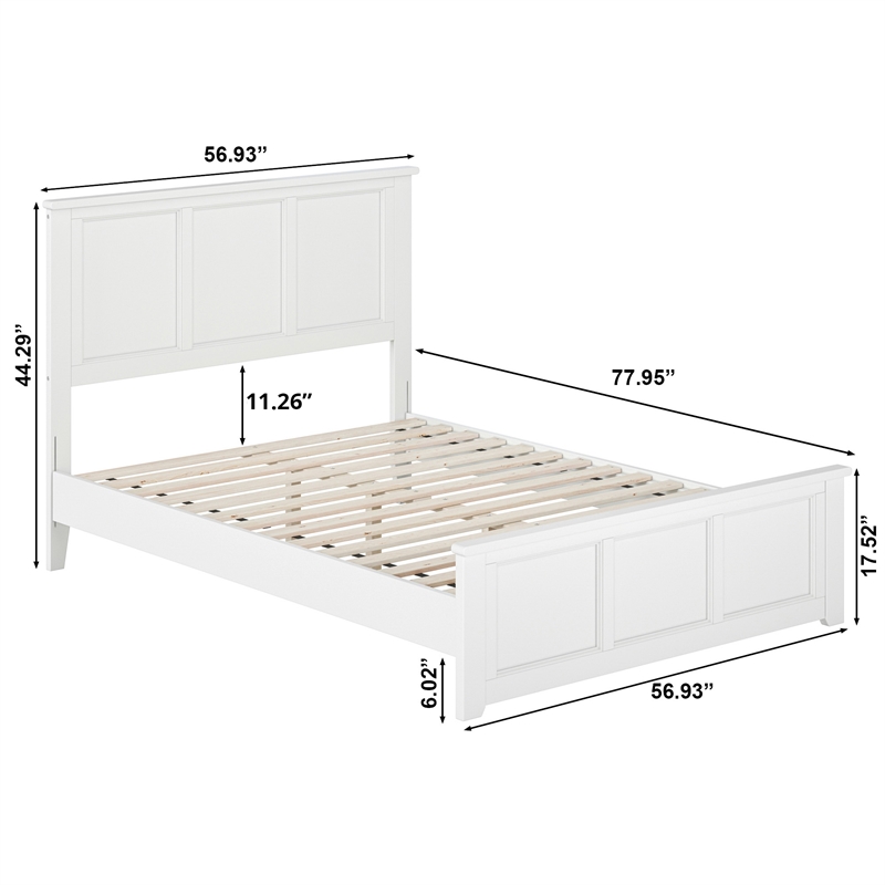 Pemberly Row Full Panel Low Profile Platform Bed with Footboard in White