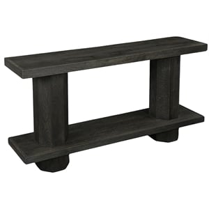 Pemberly Row 64&quot Solid Mango Wood Console Table with Trestle Base in Black