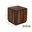 Pemberly Row Solid Wood Block End Table with Plinth Base in Dark Brown