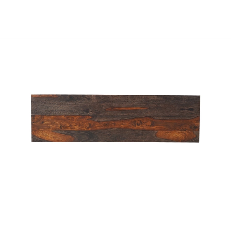 Pemberly Row Solid Wood Console Table with Pedestal Base in Dark Brown