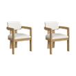Pemberly Row Set of 2 Arm Chairs in Snow White and Natural Wood Finish
