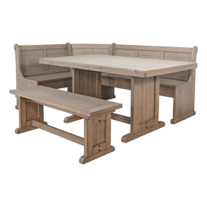 Pemberly Row Reversible Wood Breakfast Nook Dining Set in Hazelnut