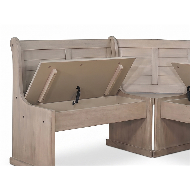Pemberly Row Reversible Wood Breakfast Nook Dining Set in Hazelnut