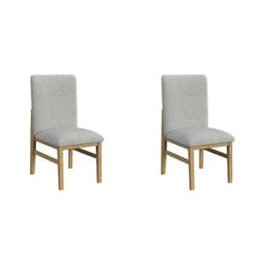 Pemberly Row Set of 2 Scandinavian Dining Side Chairs in Grey Fabric & Natural Wood