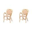 Pemberly Row Set of 2 Mattie Rattan Bistro Chairs in Beige Bohemian Style