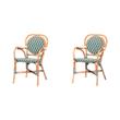 Pemberly Row Set of 2 Mattie Handwoven Rattan Bistro Chairs in Green