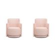 Pemberly Row Set of 2 Contemporary Pink Striped Linen Swivel Accent Chairs