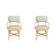 Pemberly Row Set of 2 Retro Mint Green Arm Chairs with Rattan Frames