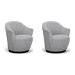 Pemberly Row Set of 2 Gray Boucle Swivel Chairs with Stainless Steel Bases